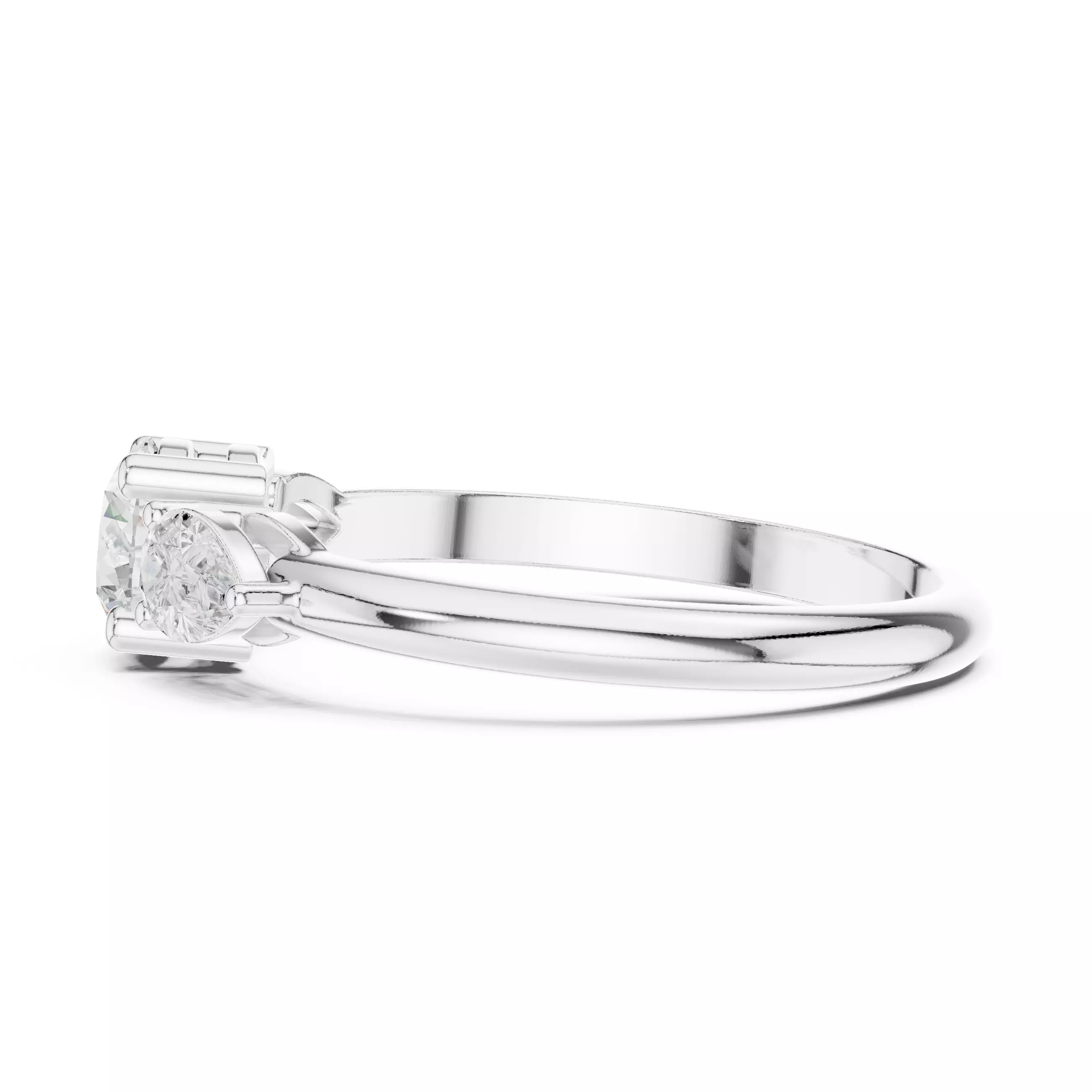 Three Stone Round and Pear Cut Engagement Ring 3DM STL Video 3D print model_11