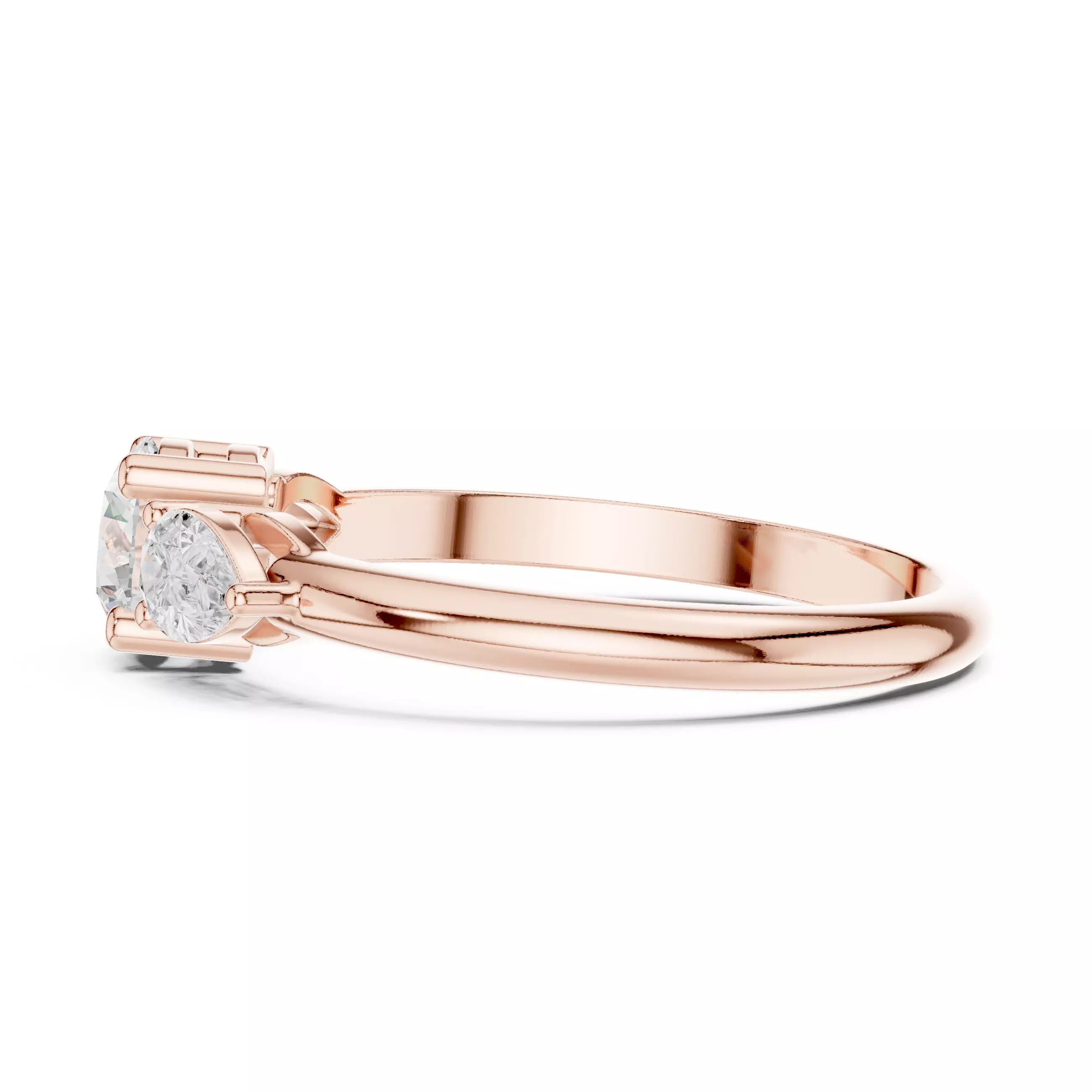 Three Stone Round and Pear Cut Engagement Ring 3DM STL Video 3D print model_5