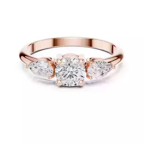 Three Stone Round and Pear Cut Engagement Ring 3DM STL Video 3D print model Three Stone Round and Pear Cut Engagement Ring 3DM STL Video 3D print model