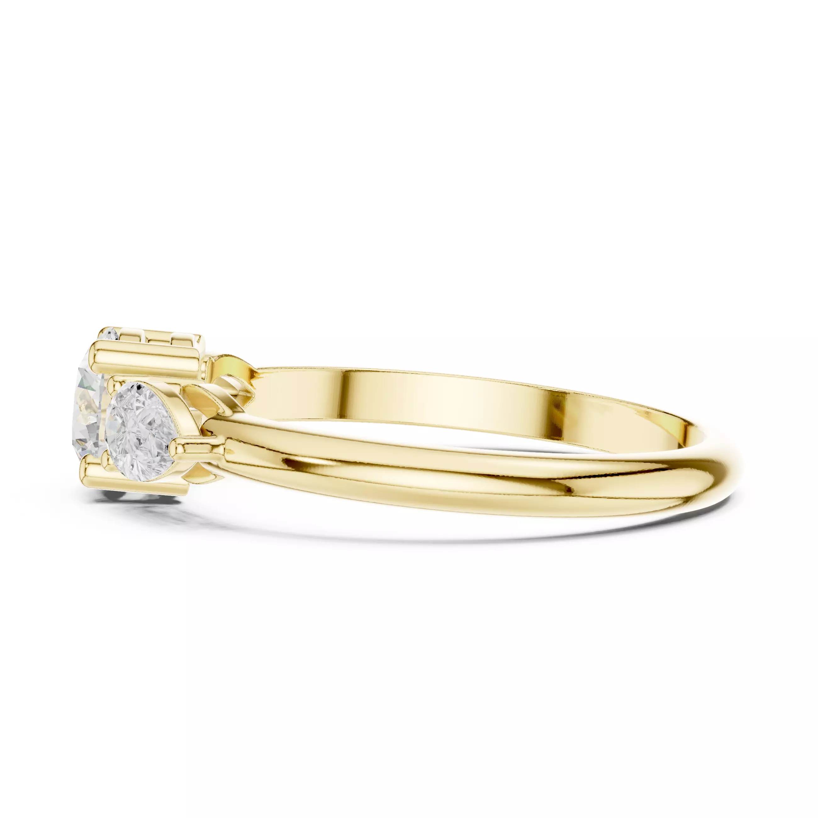 Three Stone Round and Pear Cut Engagement Ring 3DM STL Video 3D print model_8