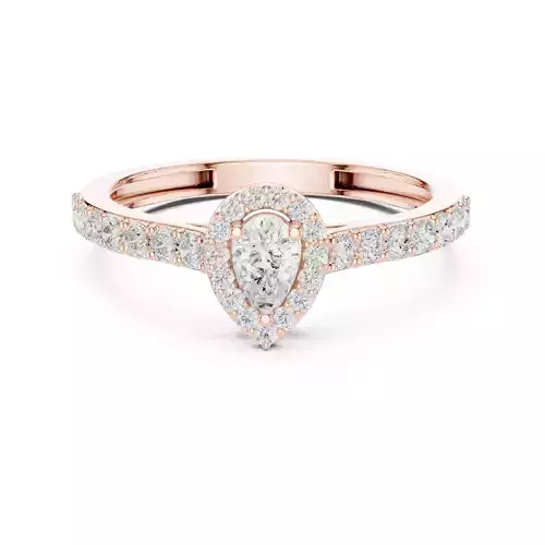 Pear Cut Halo Diamond Engagement Wedding Ring 3DM STL Video