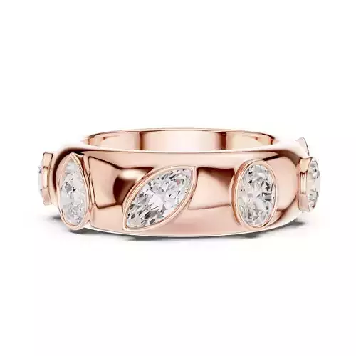 Marquise Pear Oval Cut Bezel Set Wedding Band 3DM STL Video