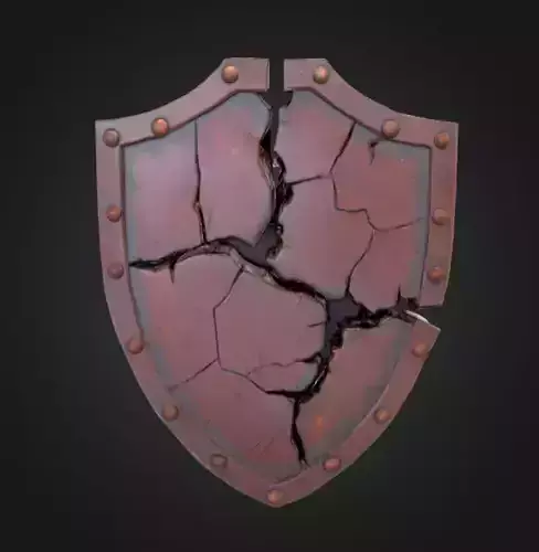 Shattered Old Steel Shield Low-poly 3D model