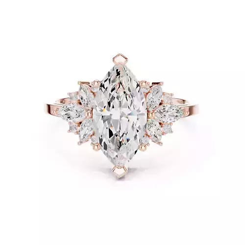 Marquise Cut Cluster Diamond Engagement Ring 3DM STL Video
