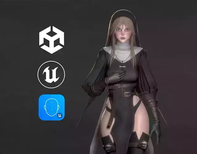 Sister Mercy - Dark Nun - Game Ready Low-poly 3D model