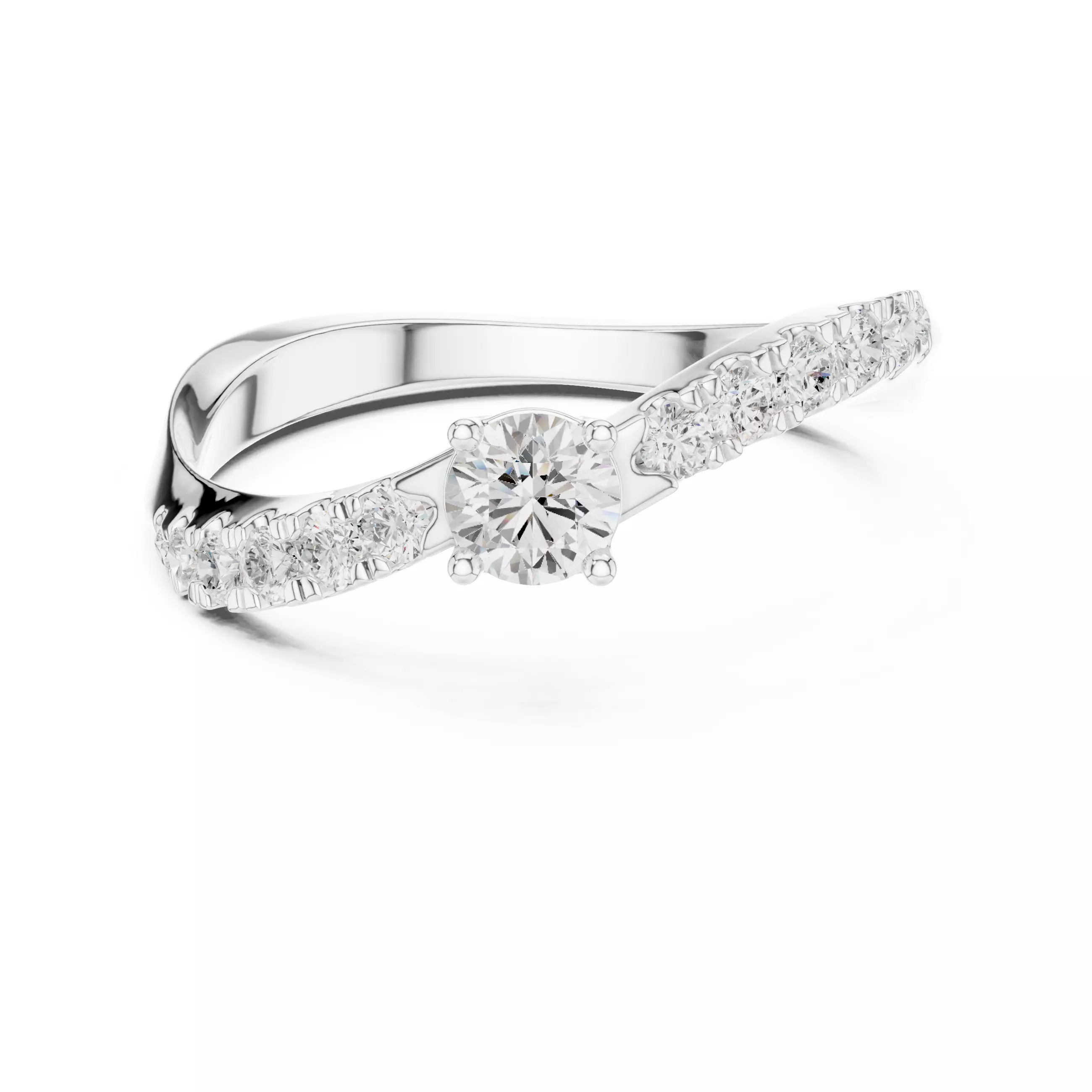 Round Cut Diamond Curve Engagement Wedding Ring 3DM STL Video 3D print model_2