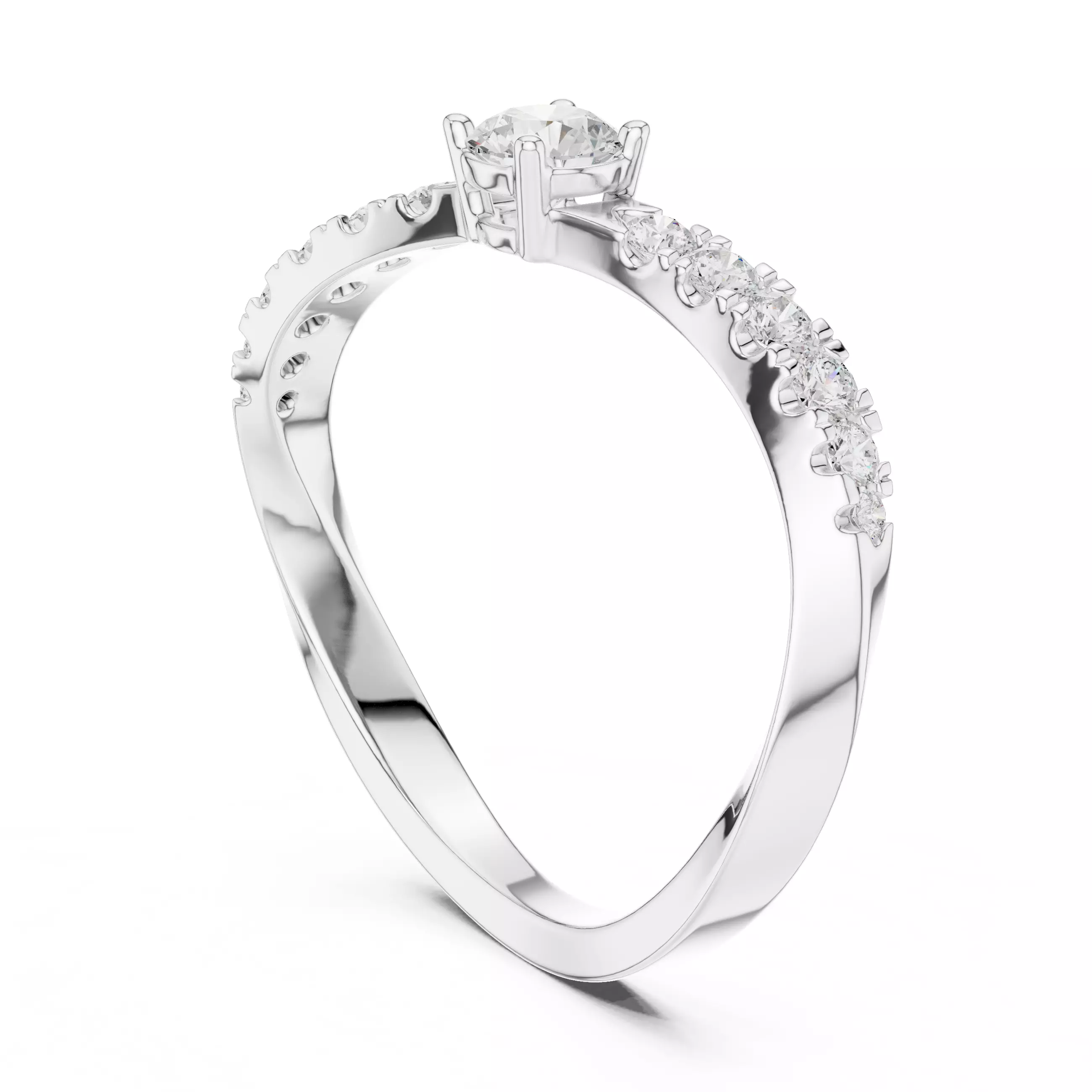 Round Cut Diamond Curve Engagement Wedding Ring 3DM STL Video 3D print model_9