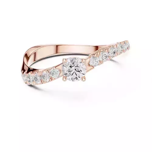 Round Cut Diamond Curve Engagement Wedding Ring 3DM STL Video 3D print model