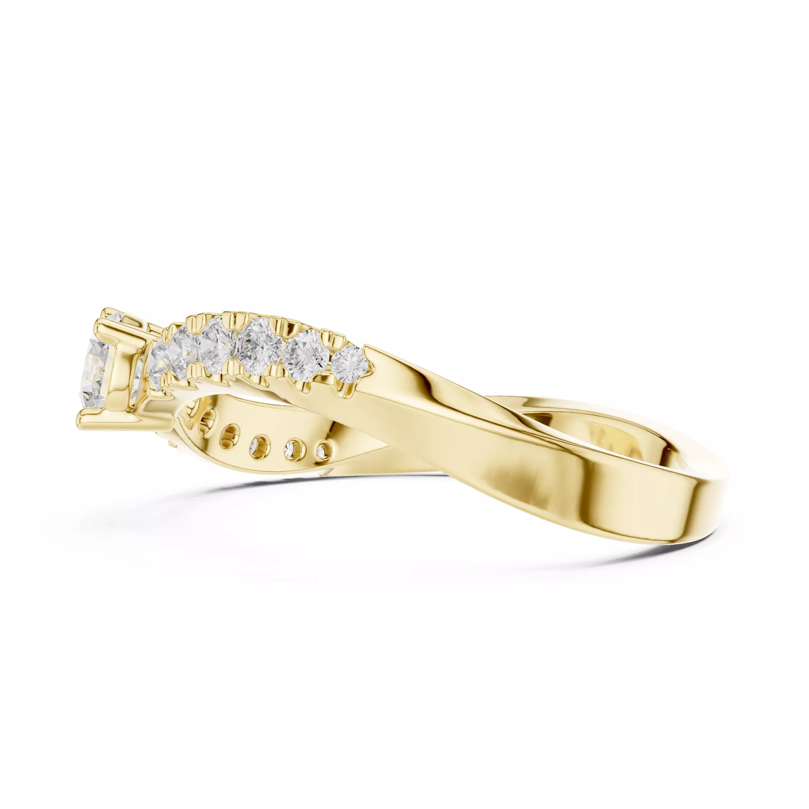 Round Cut Diamond Curve Engagement Wedding Ring 3DM STL Video 3D print model_8