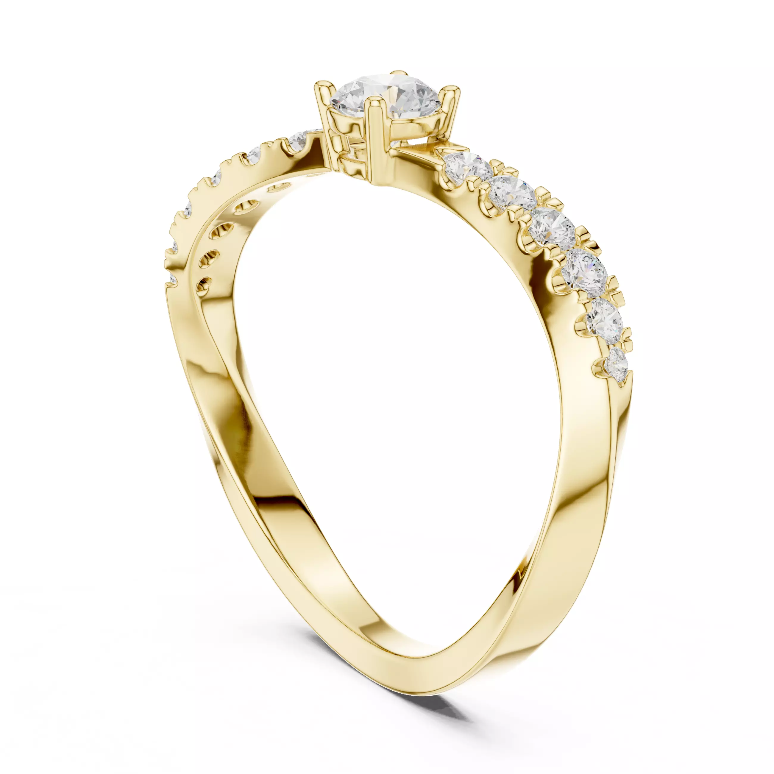Round Cut Diamond Curve Engagement Wedding Ring 3DM STL Video 3D print model_6