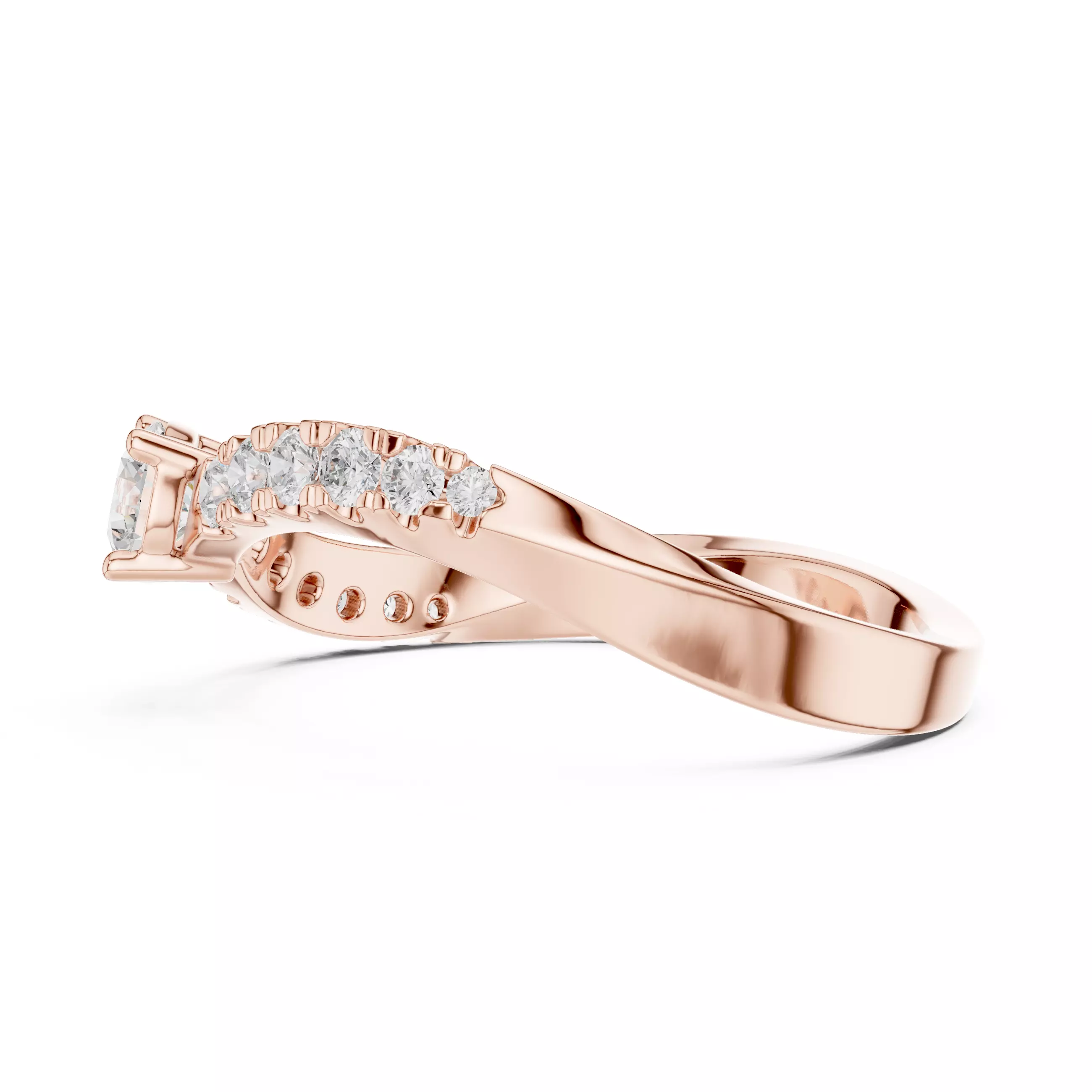 Round Cut Diamond Curve Engagement Wedding Ring 3DM STL Video 3D print model_5