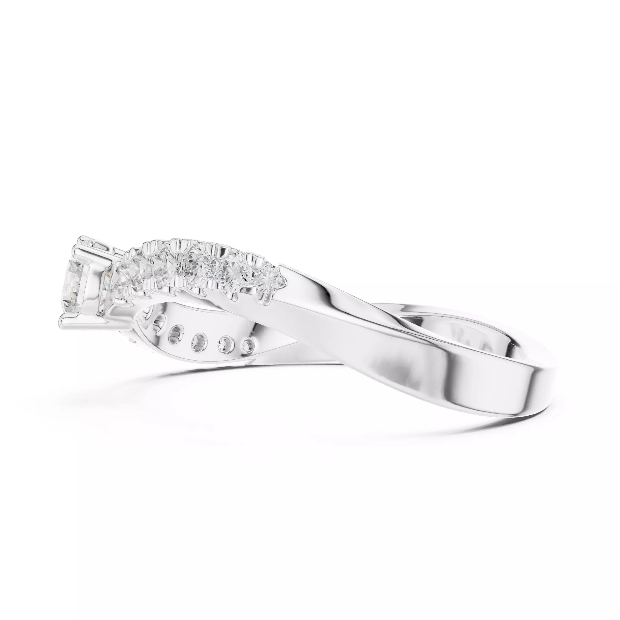 Round Cut Diamond Curve Engagement Wedding Ring 3DM STL Video 3D print model_11
