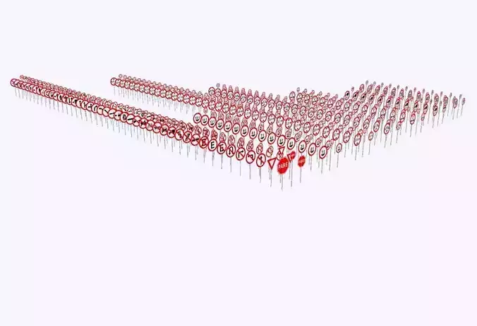 Traffic Regulation Signs - Complete 3D Library - 489 Models 3D model
