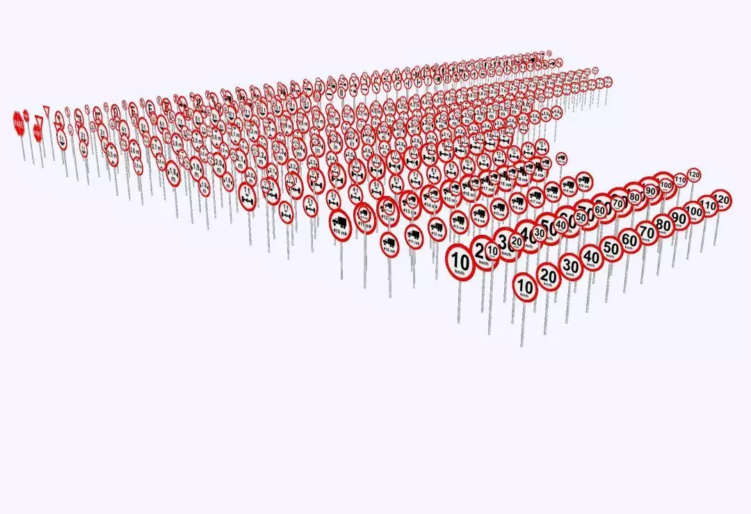 Traffic Regulation Signs - Complete 3D Library - 489 Models 3D model_2