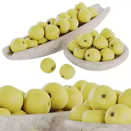 Yellow Apple Low-poly 3D model 6