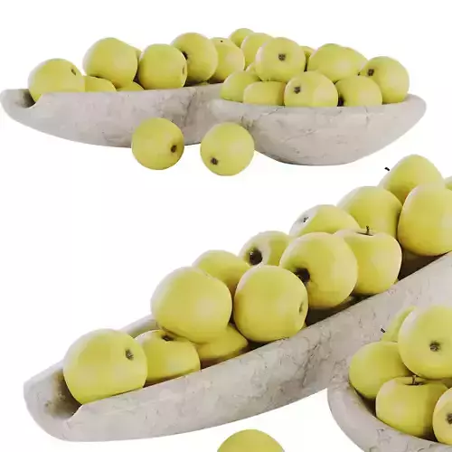 Yellow Apple Low-poly 3D model 5