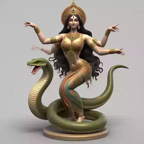 2004Indian Serpent Woman Dancer on Pedestal magic