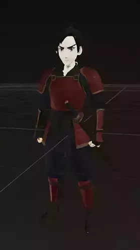 Anime Samurai Boy 3D Model Full Body OBJ STL GLB