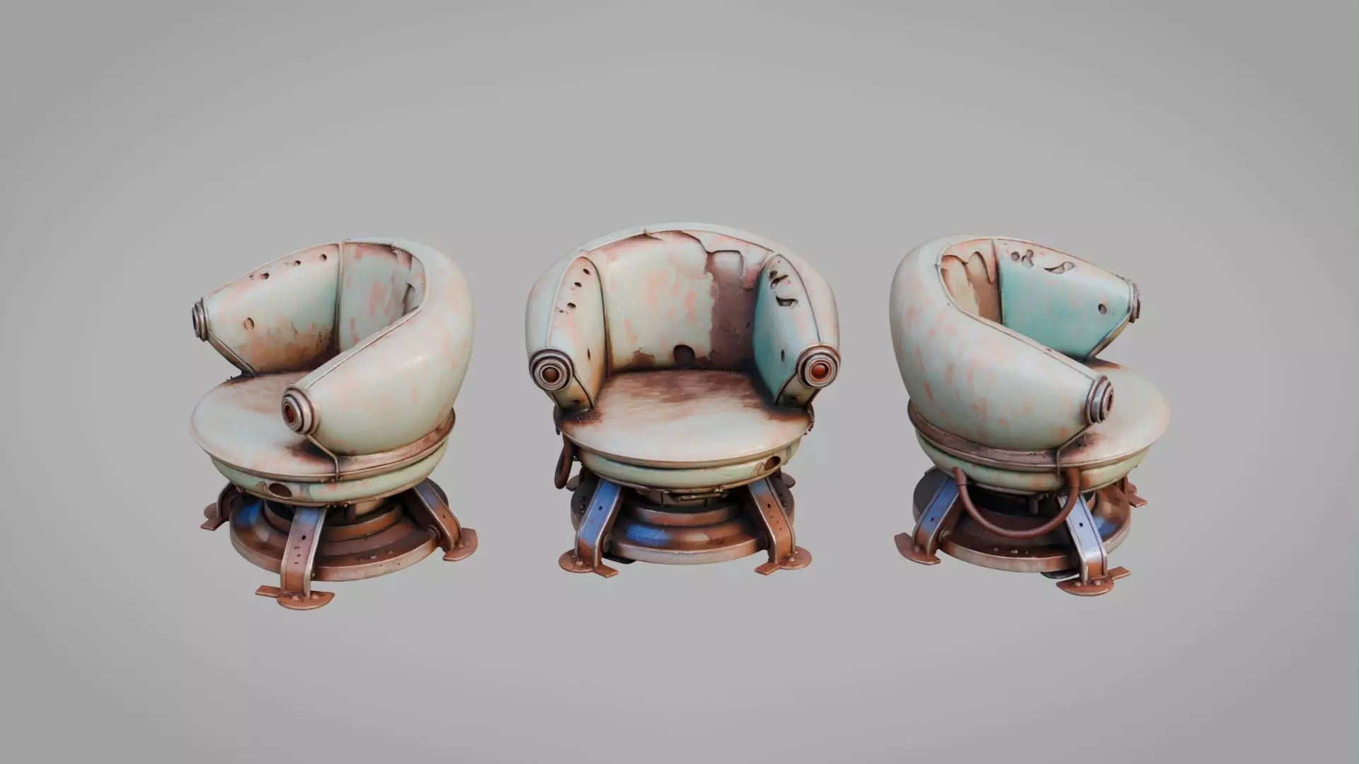Sci Fi Abandoned Chair Low-poly 3D model