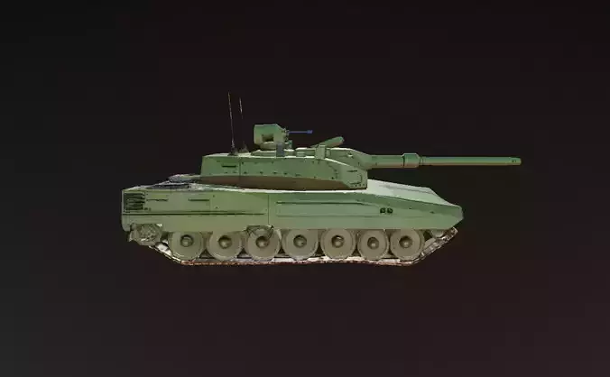 Modern Battle Green Army Tank 3D Model
