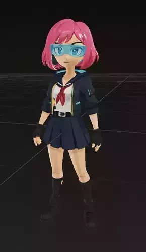 Anime Cyberpunk Girl 3D Model Full Body OBJ STL GLB 3D model