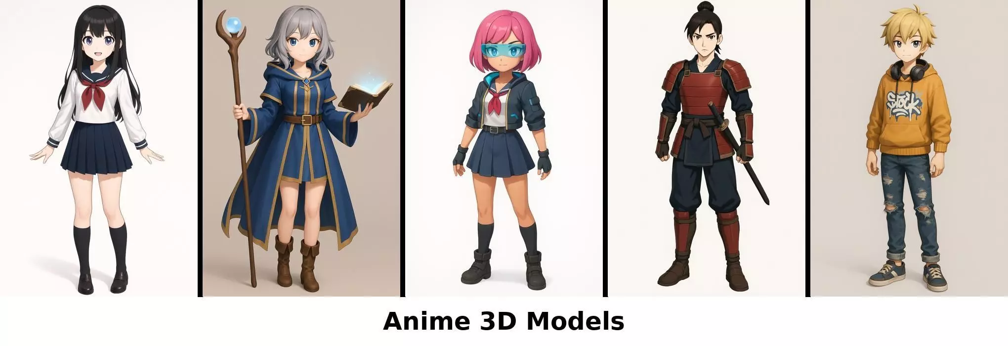 Anime 3d Models Bundle 3D Model Collection_0