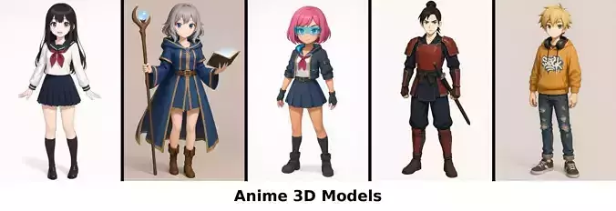 Anime 3d Models Bundle 3D Model Collection