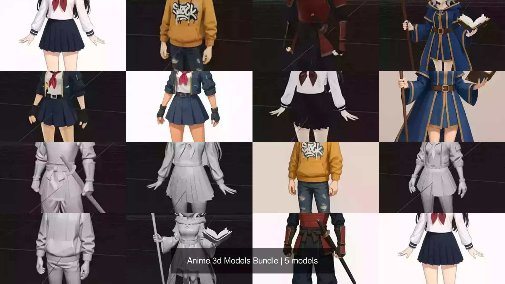 Anime 3d Models Bundle 3D Model Collection_1