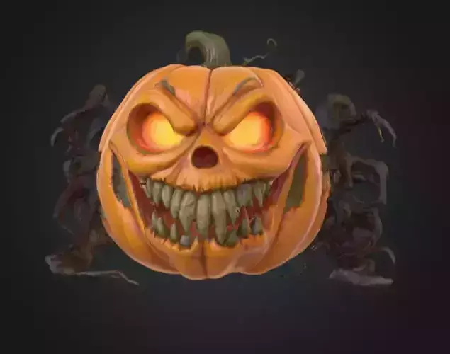 Menacing Halloween Pumpkin Low-poly 3D model
