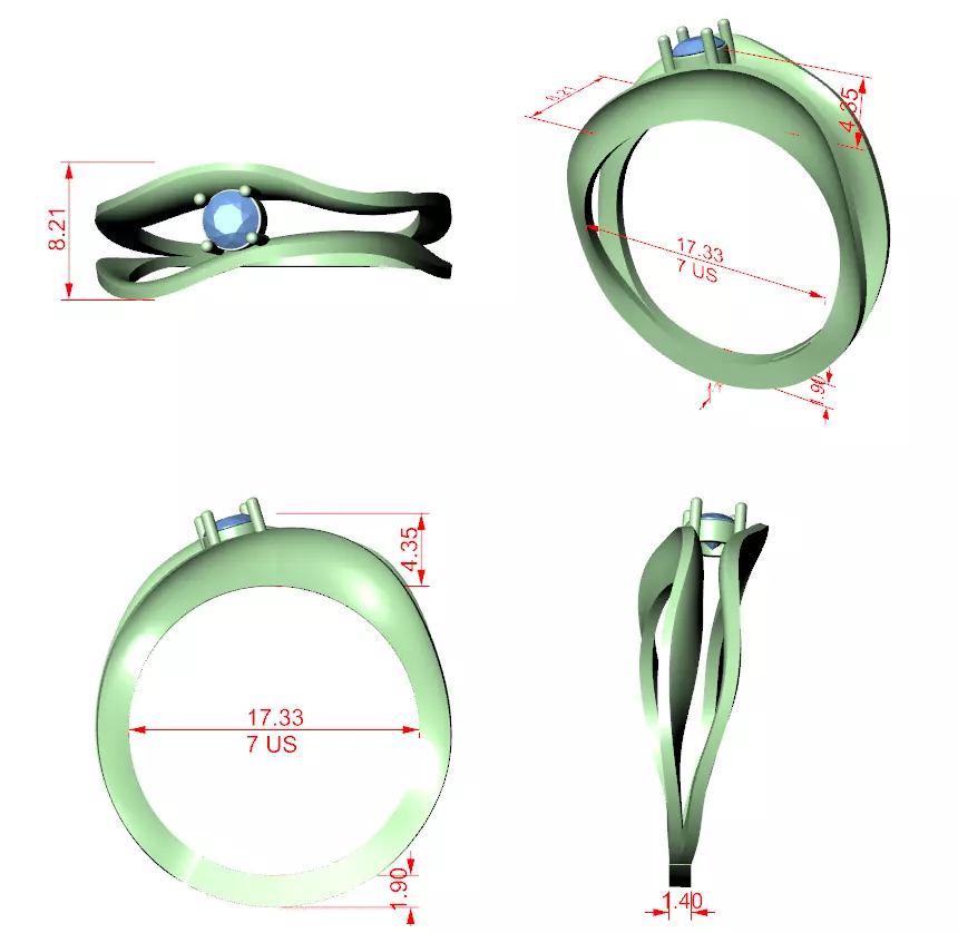 Solitaire Round Diamond Double Shank Engagement Ring File Video 3D print model_12