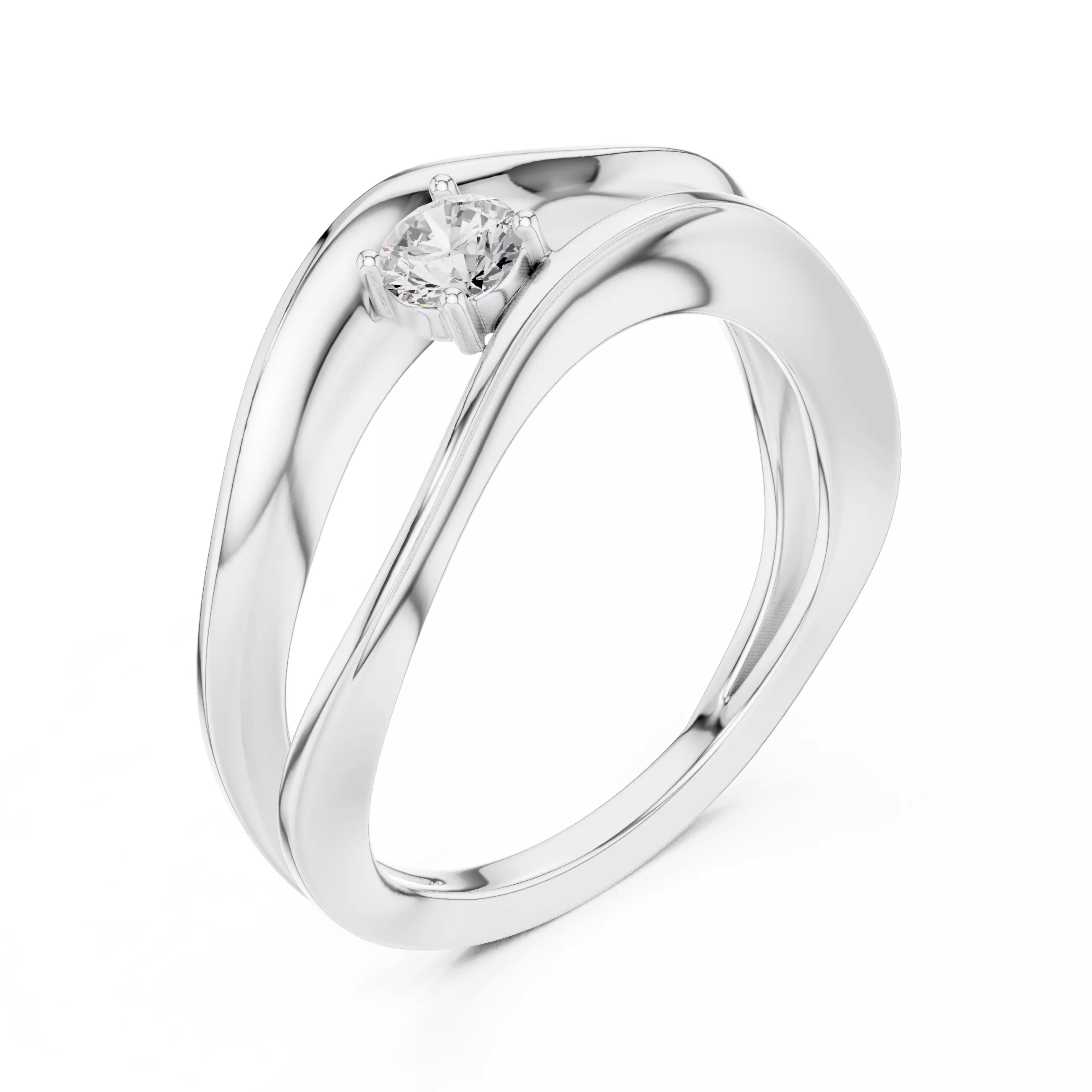 Solitaire Round Diamond Double Shank Engagement Ring File Video 3D print model_10