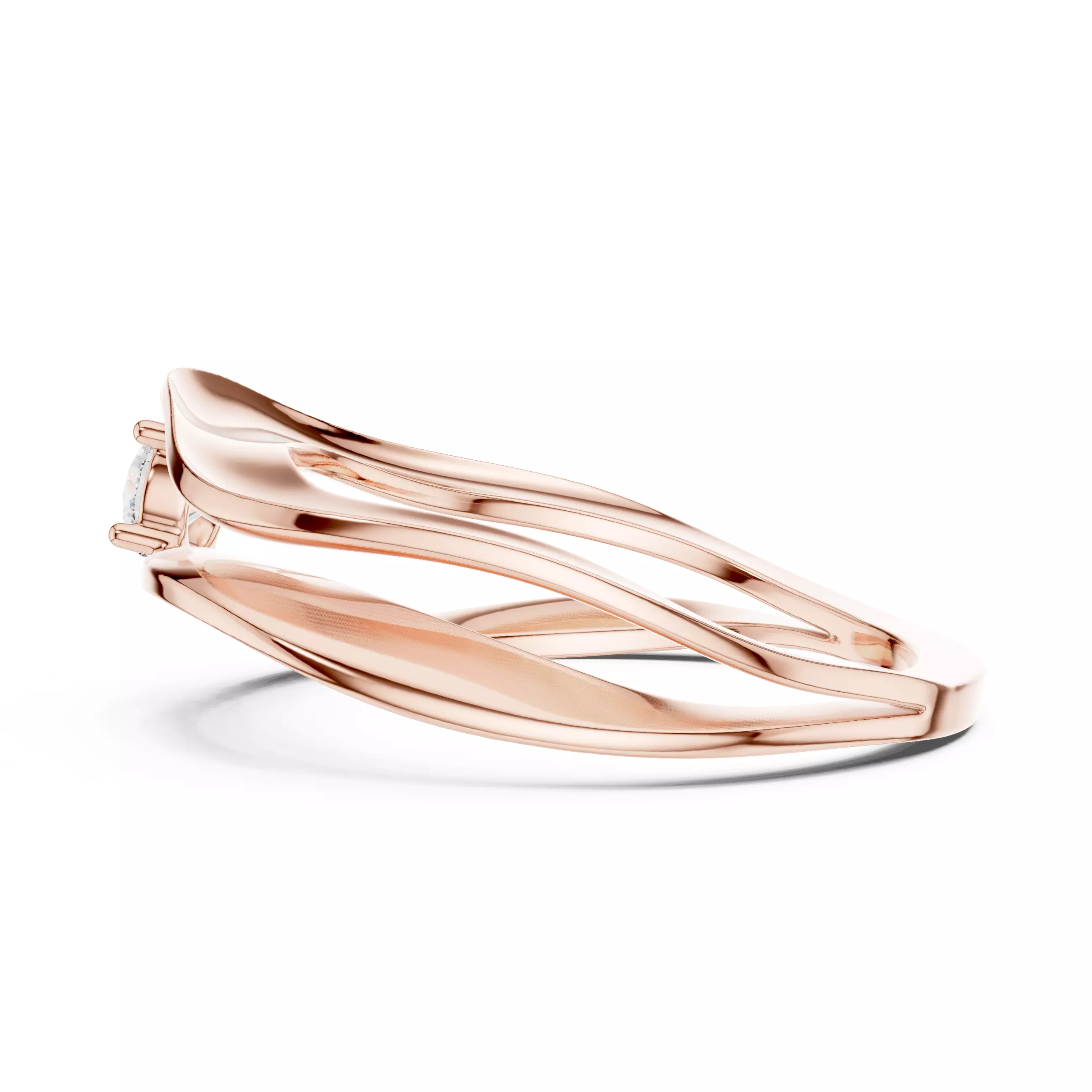 Solitaire Round Diamond Double Shank Engagement Ring File Video 3D print model_5