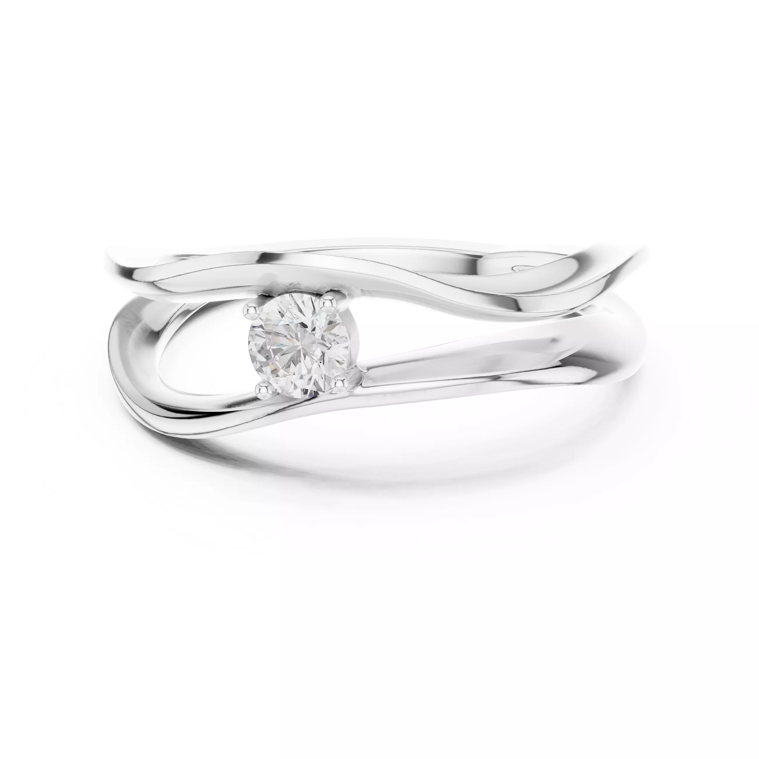 Solitaire Round Diamond Double Shank Engagement Ring File Video 3D print model_2