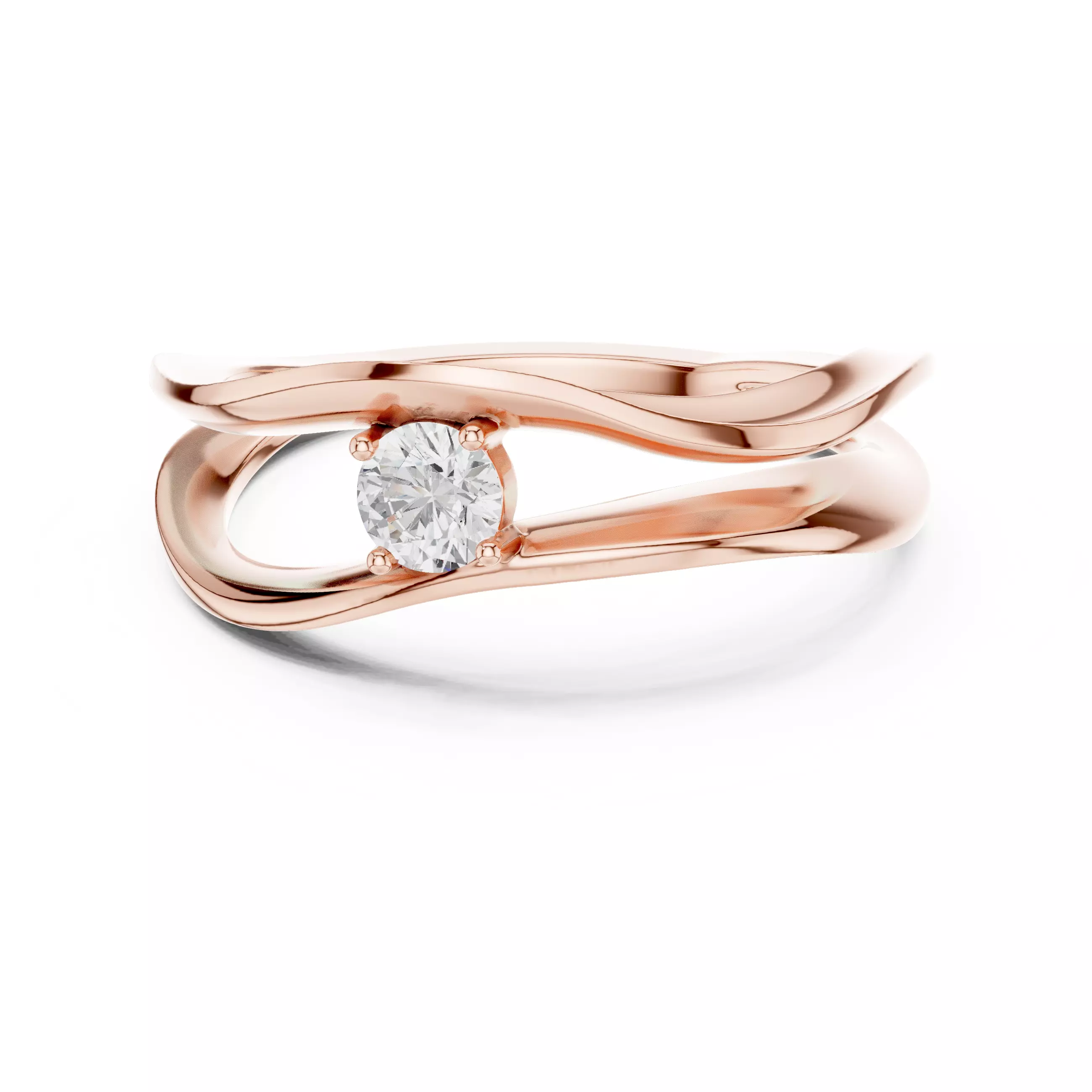 Solitaire Round Diamond Double Shank Engagement Ring File Video 3D print model_0