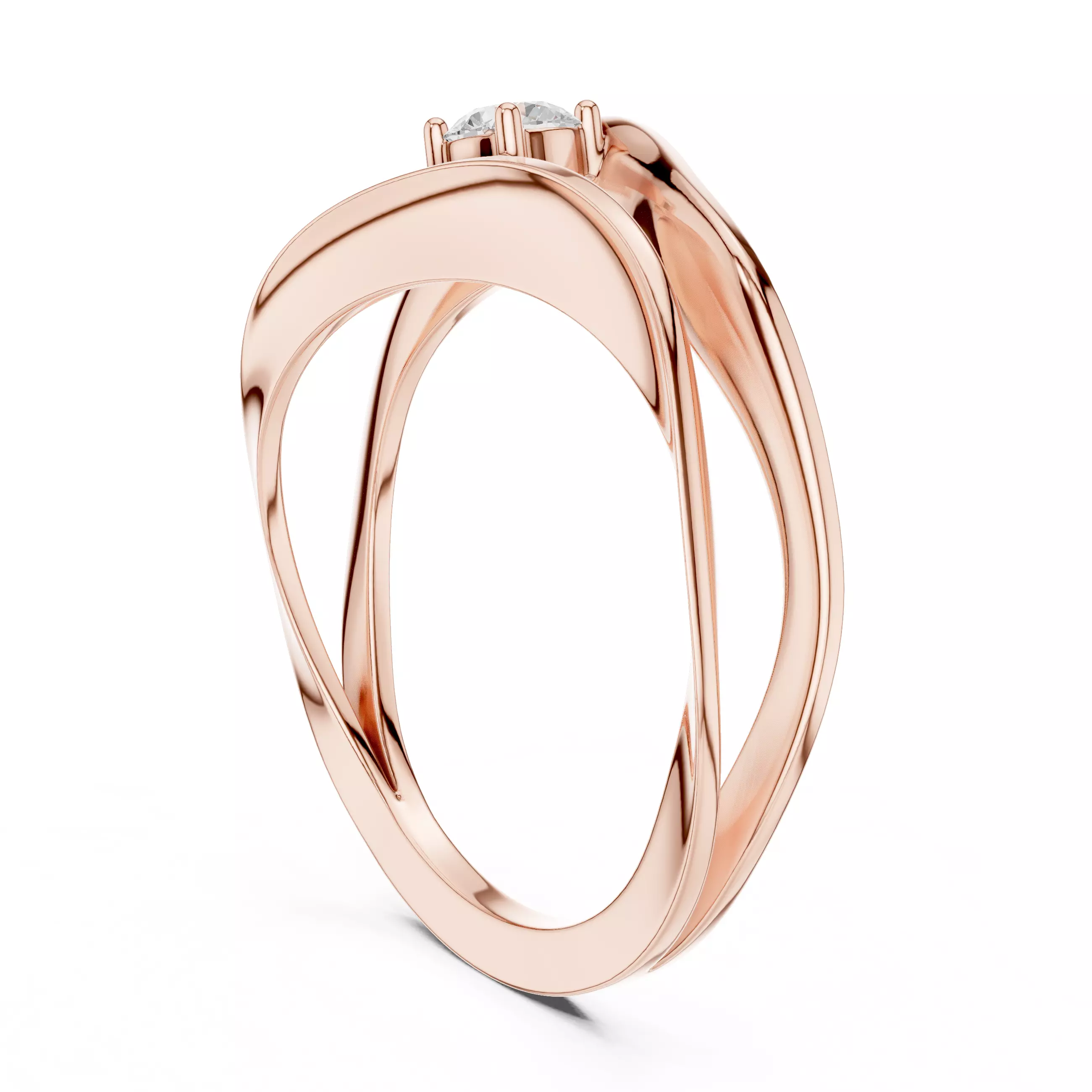 Solitaire Round Diamond Double Shank Engagement Ring File Video 3D print model_3