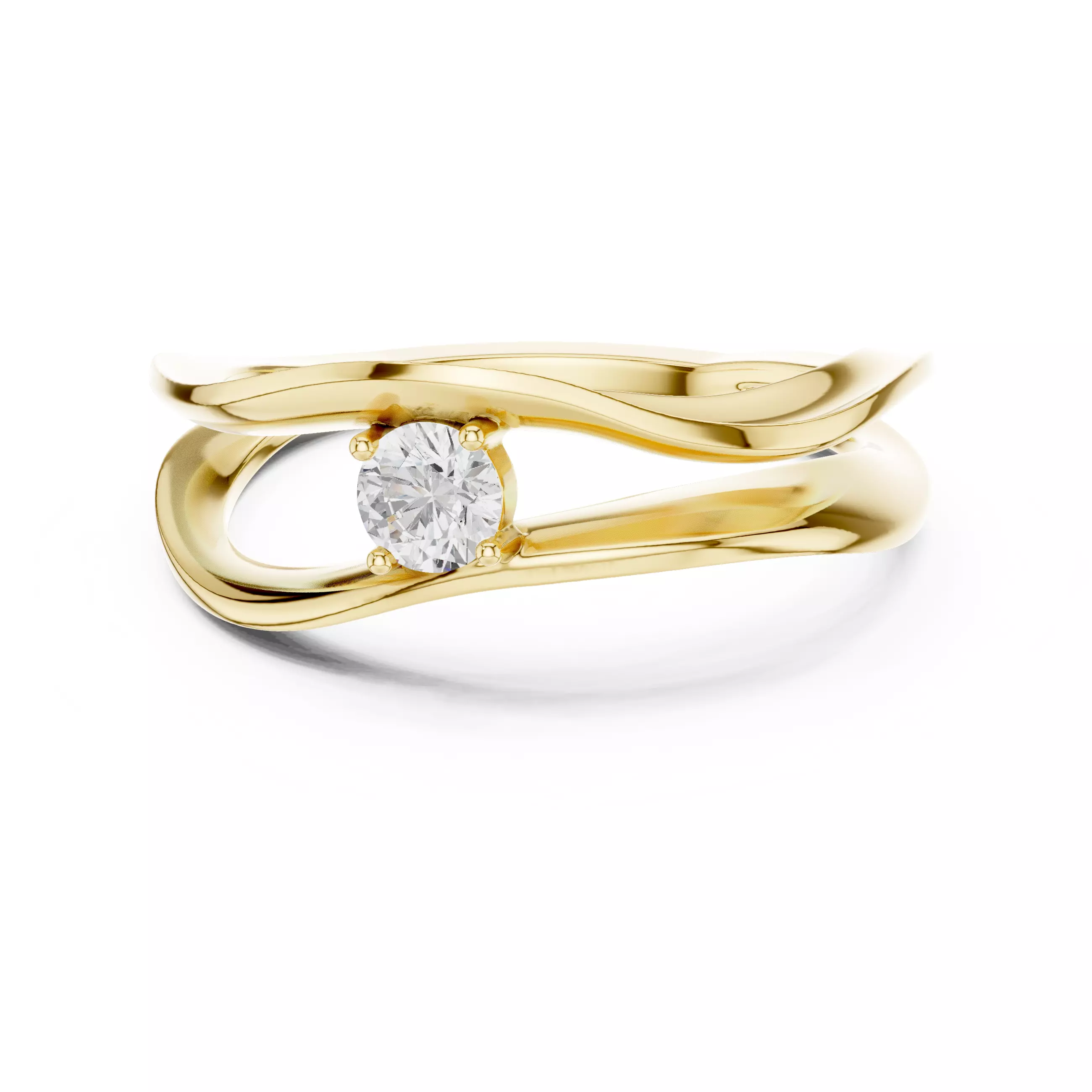 Solitaire Round Diamond Double Shank Engagement Ring File Video 3D print model_1