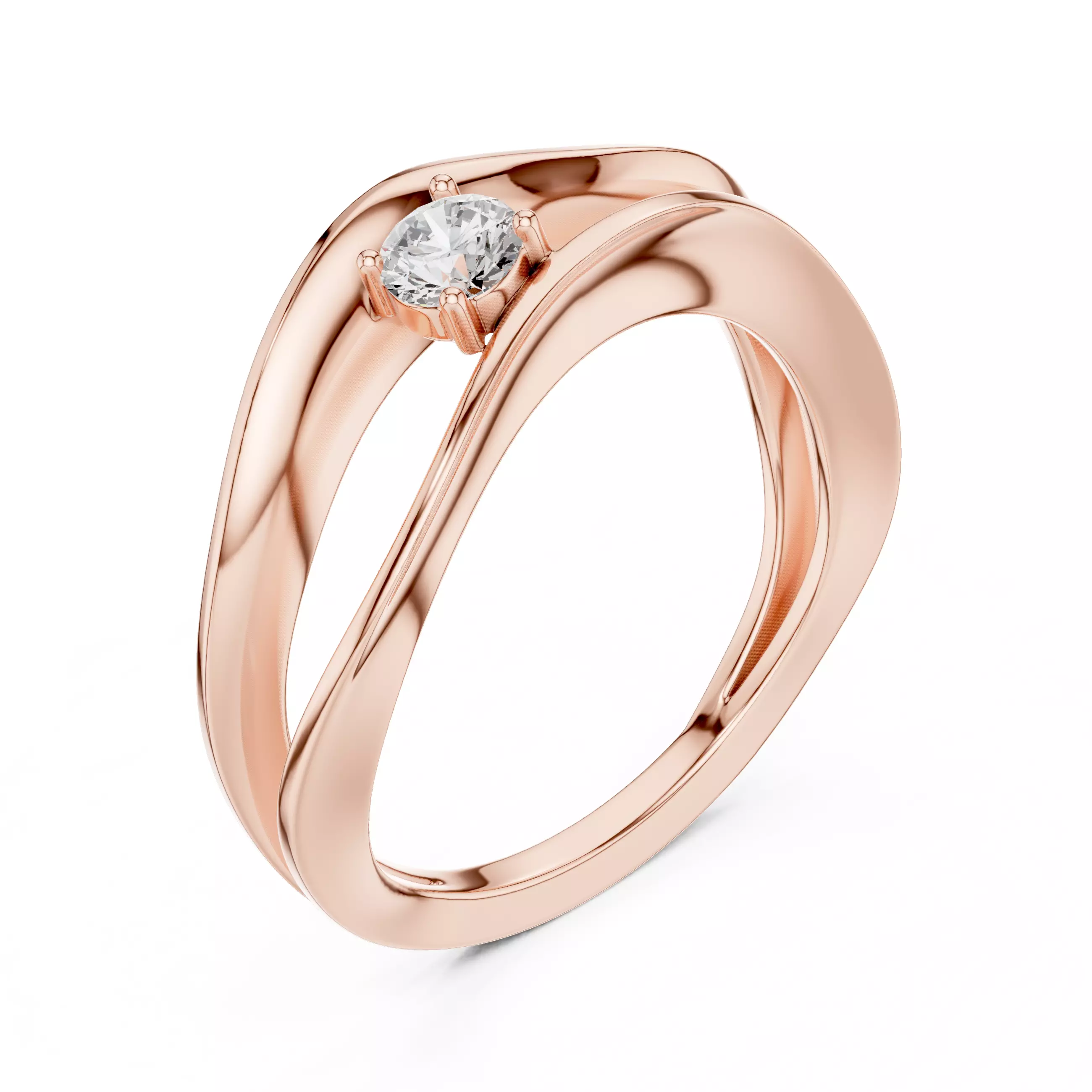 Solitaire Round Diamond Double Shank Engagement Ring File Video 3D print model_4