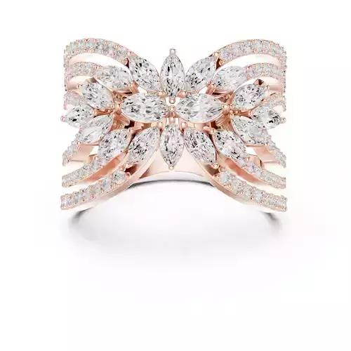 Marquise Cut Cluster Diamond Engagement Ring 3DM STL Video