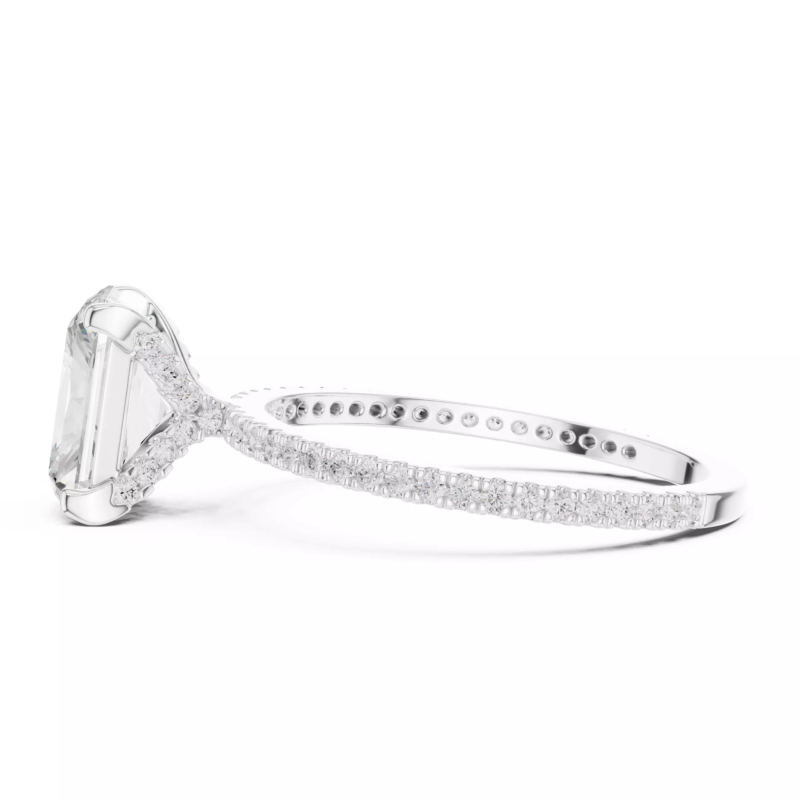 2CT Radiant Cut Diamond Engagement Wedding Ring 3DM STL Video 3D print model_11