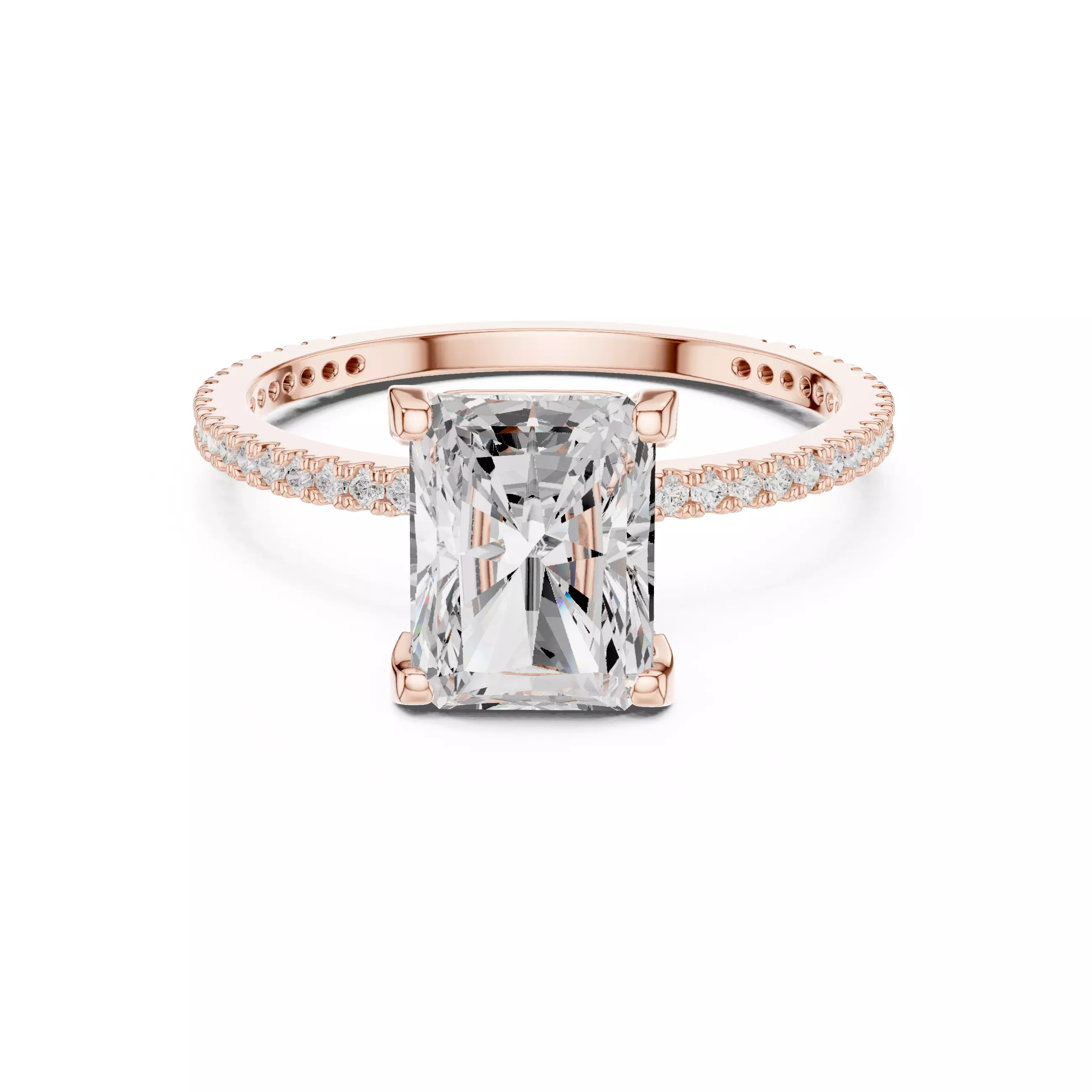 2CT Radiant Cut Diamond Engagement Wedding Ring 3DM STL Video 3D print model_0