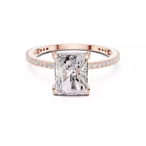 2CT Radiant Cut Diamond Engagement Wedding Ring 3DM STL Video 3D print model
