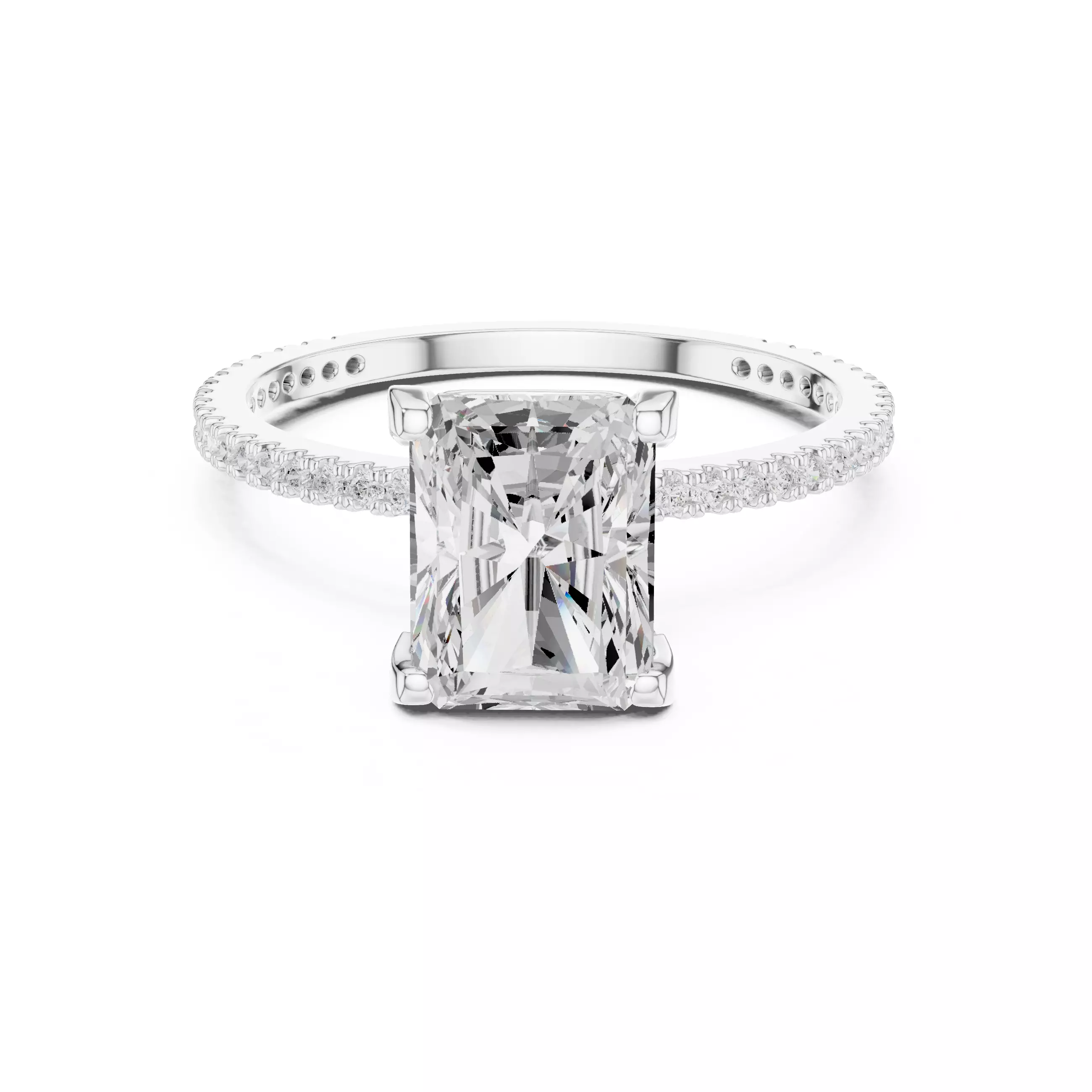 2CT Radiant Cut Diamond Engagement Wedding Ring 3DM STL Video 3D print model_2