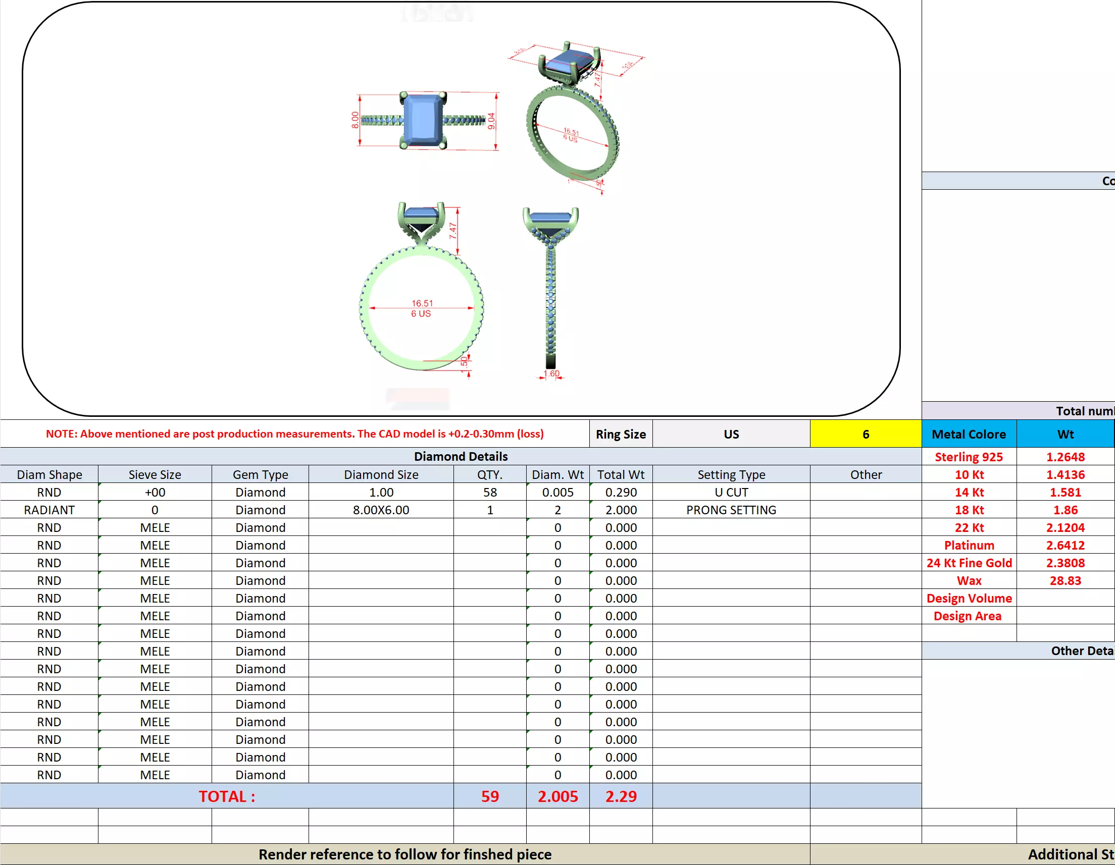 2CT Radiant Cut Diamond Engagement Wedding Ring 3DM STL Video 3D print model_13