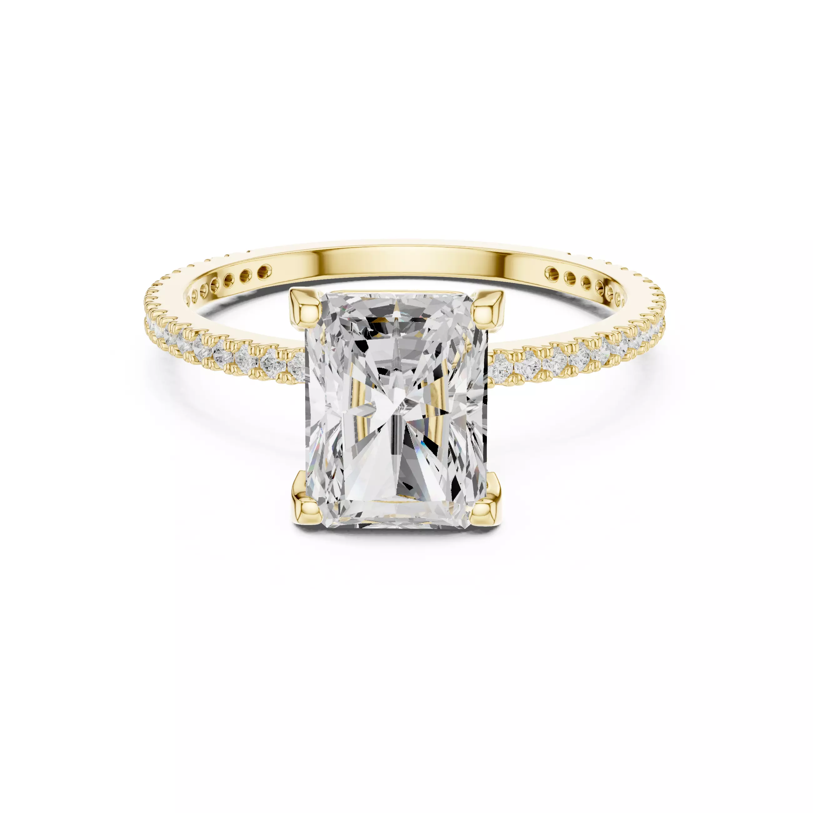 2CT Radiant Cut Diamond Engagement Wedding Ring 3DM STL Video 3D print model_1