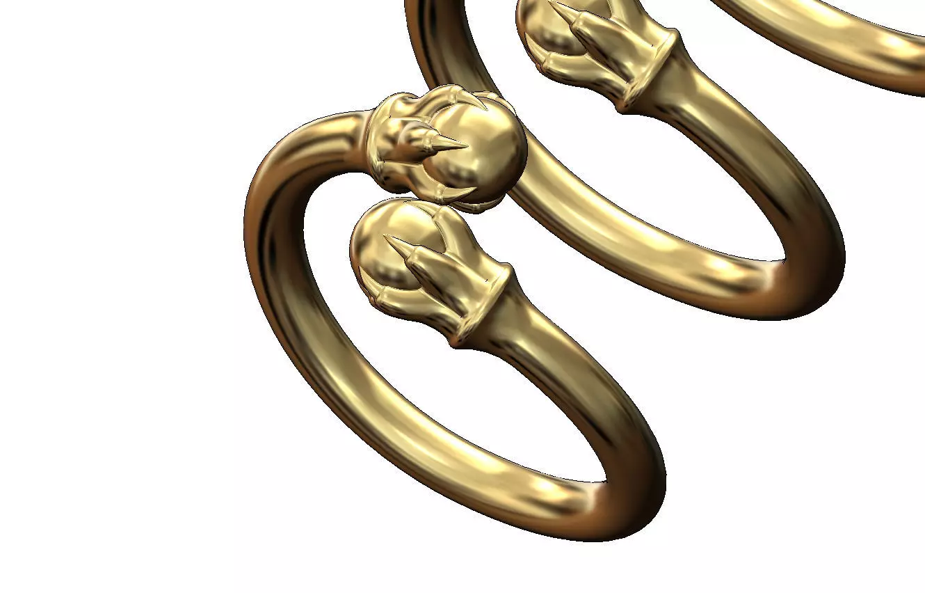 6 carved claw bead ends bypass band US sizes 5to11 3D print model_1