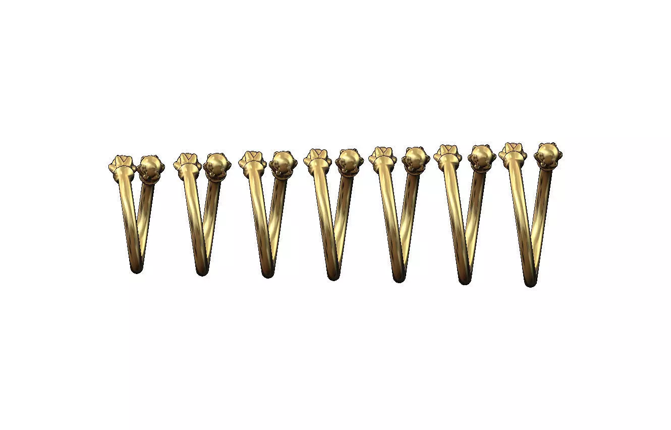 6 carved claw bead ends bypass band US sizes 5to11 3D print model_3