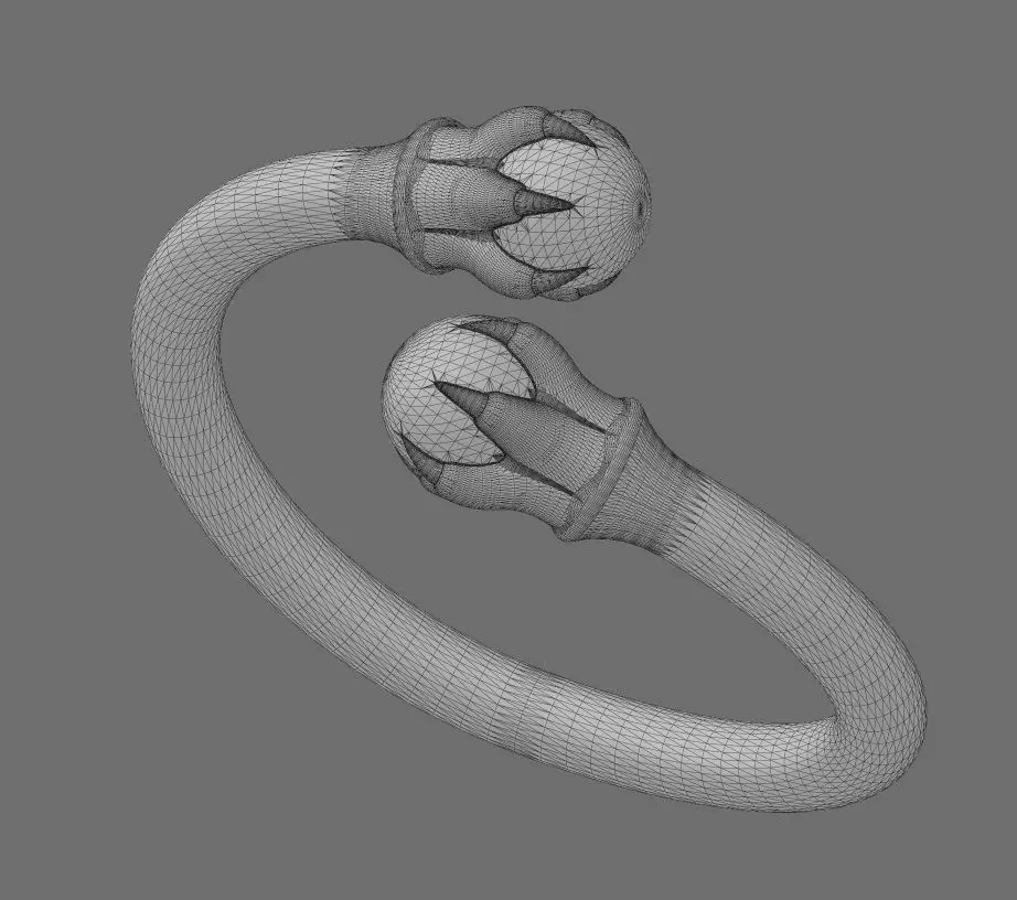 6 carved claw bead ends bypass band US sizes 5to11 3D print model_16