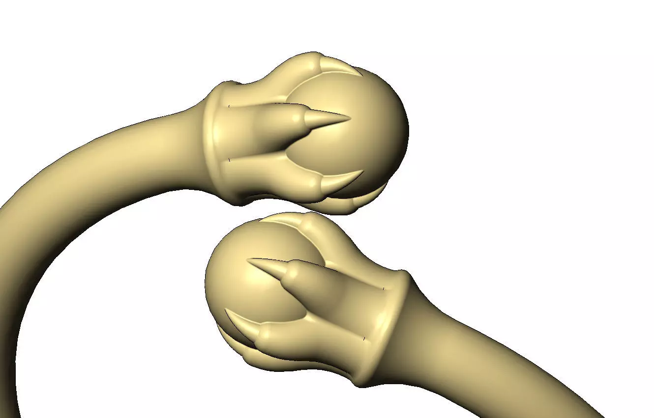 6 carved claw bead ends bypass band US sizes 5to11 3D print model_7