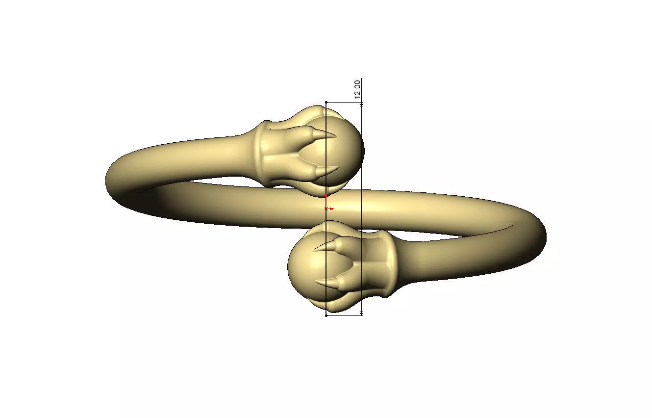 6 carved claw bead ends bypass band US sizes 5to11 3D print model_9