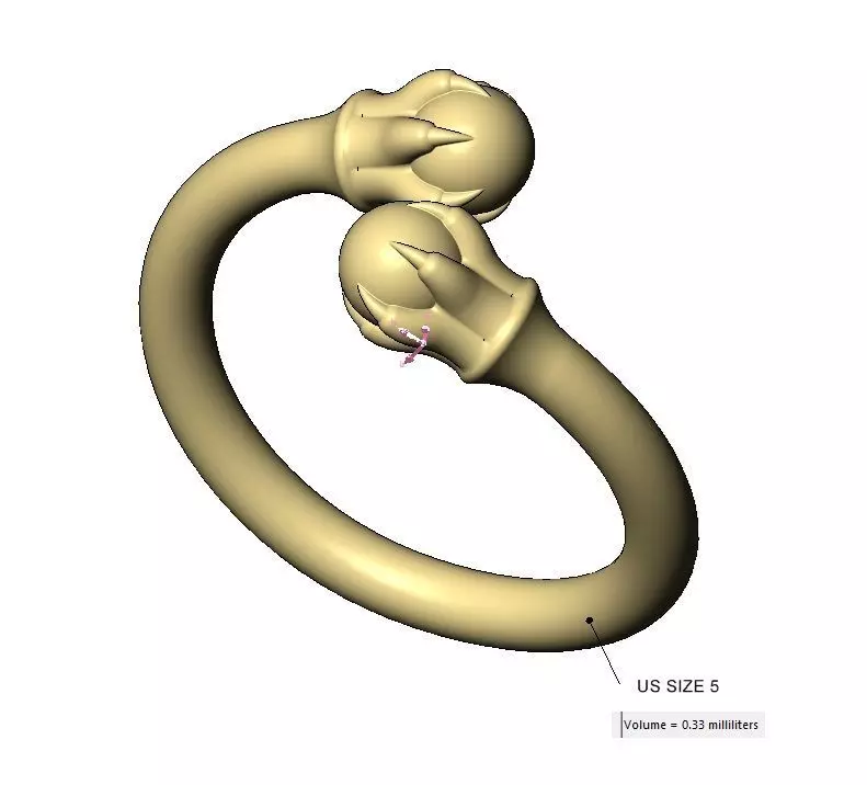 6 carved claw bead ends bypass band US sizes 5to11 3D print model_18